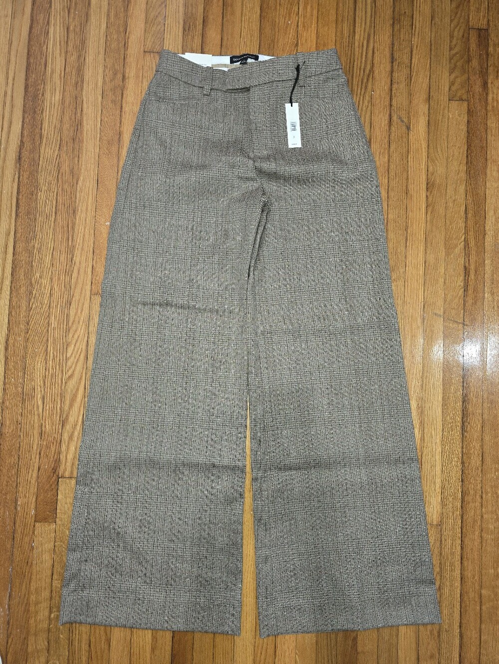 Banana Republic Tan Plaid Wide-Leg Trousers